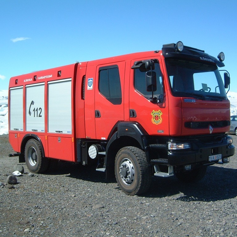 Slökkvibifreið Fjarðabyggðar við Jökulsárlón