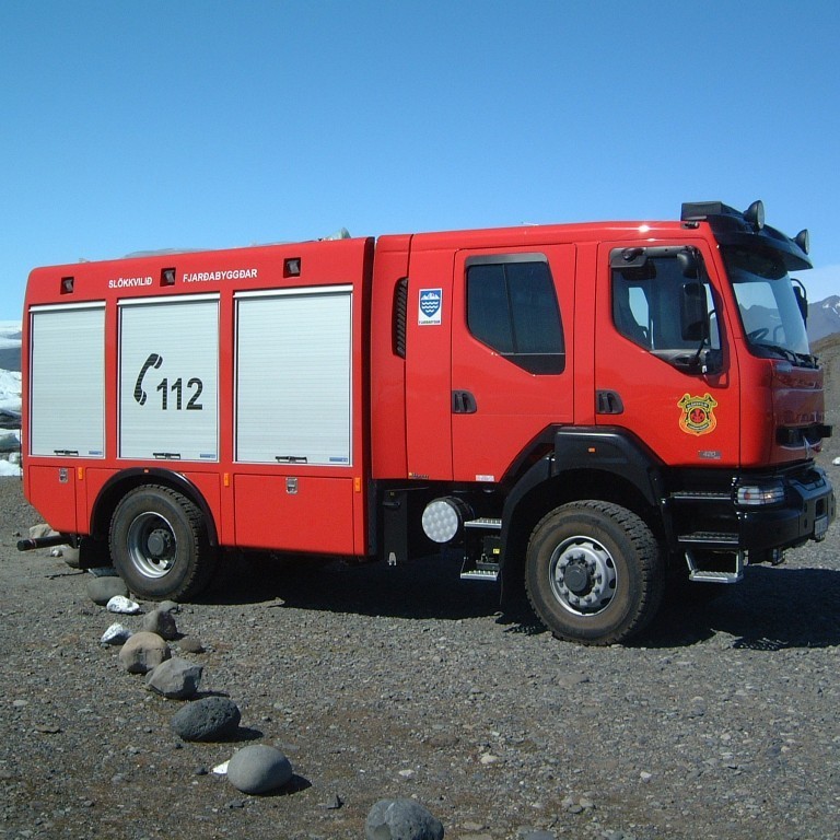 Slökkvibifreið Fjarðabyggðar við Jökulsárlón
