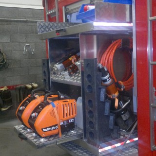 Góður frágangur á Holmatro björgunarbúnaði