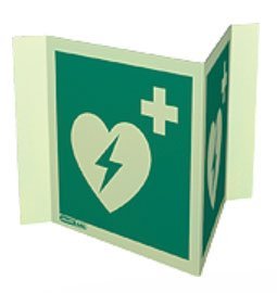 Sjálflýsandi merki fyrir hjartastuðtæki