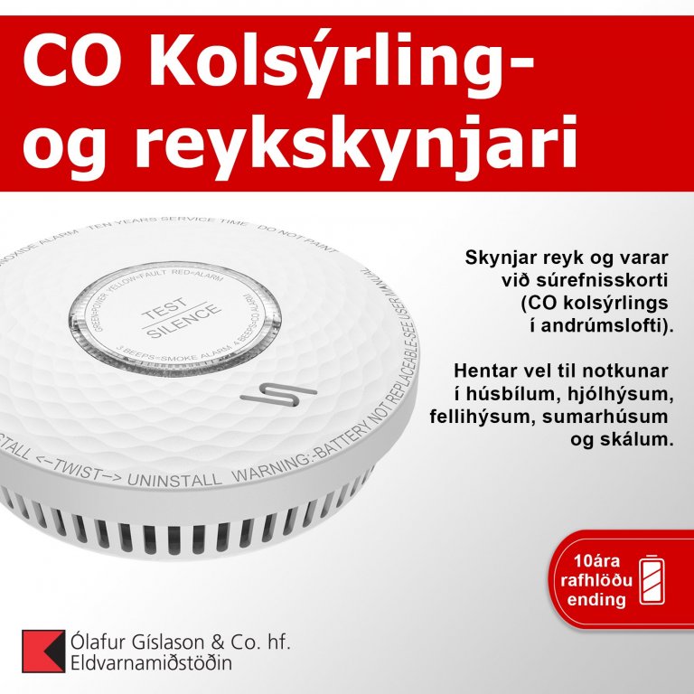 CO Korsýrlings og reykskynjari 10 ára