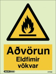 Aðvörun Eldfimir Vökvar 15x20sm