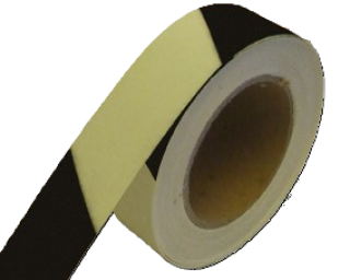 Sjálflýsandi borði 40mm x 10m Svartur/Gulur