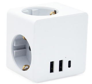 Fjöltengi kubbur 2xUSB + 1xC Port