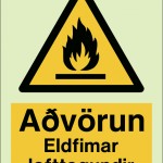 Aðvörun Eldfimar Lofttegundir 15x20sm