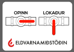 Miði Brunaslönguhjól Krani op/lok